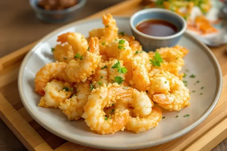 酥脆的天妇罗炸虾-老湿影院美食日常