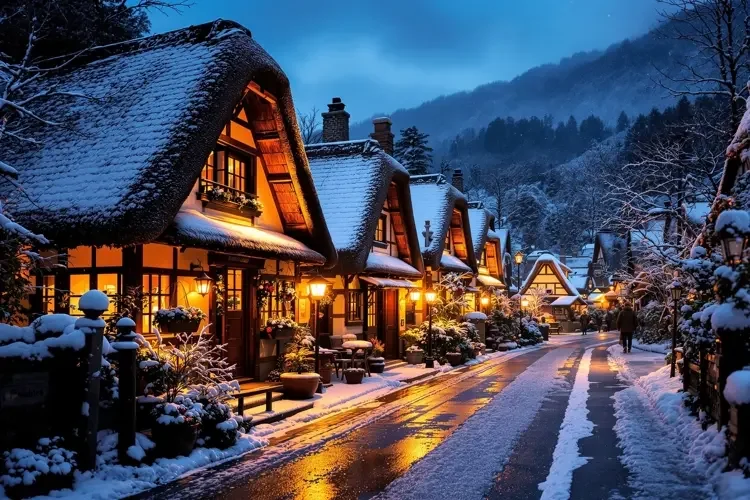 白川乡合掌村的雪夜-老湿影院旅拍手记
