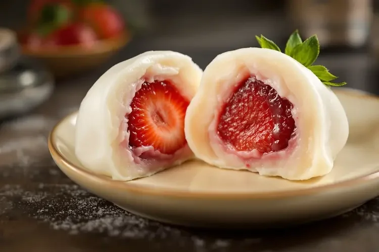 自制草莓大福-老湿影院美食日常
